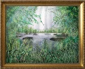 Detail 2 zu Platz des Lichtes – Acryl auf Holztafel mit dem Thema Meer oder See.