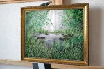 Detail 3 zu Platz des Lichtes – Acryl auf Holztafel mit dem Thema Meer oder See.