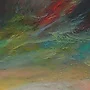 Detail 2 zu Roter Stier(2) – Ölbild auf Holztafel mit dem Thema vorwiegend Wolken.