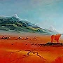 Detail 1 zu Roter Stier – Acryl auf Holztafel mit dem Thema vorwiegend Wolken.
