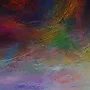 Detail 2 zu Roter Stier – Acryl auf Holztafel mit dem Thema vorwiegend Wolken.