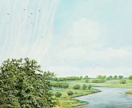 Detail 1 zu Rundbrücke – Ölbild auf Leinwand mit dem Thema weite Landschaften.