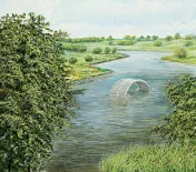 Detail 3 zu Rundbrücke – Ölbild auf Leinwand mit dem Thema weite Landschaften.