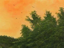 Detail 2 zu Schräglauf – Ölbild auf Leinwand mit dem Thema terrestrische Verformung.