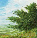 Detail 2 zu Schwungbild – Ölbild auf Leinwand mit dem Thema terrestrische Verformung.