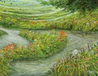 Detail 4 zu Schwungbild – Ölbild auf Leinwand mit dem Thema terrestrische Verformung.