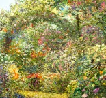 Detail 4 zu Sommerblick – Ölbild auf Leinwand mit dem Thema Parkanlagen und Gärten.