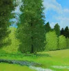 Detail 1 zu Sommertag – Ölbild auf Leinwand mit dem Thema weite Landschaften.