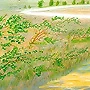 Detail 1 zu Sommerwind – Acryl auf Holztafel mit dem Thema weite Landschaften.