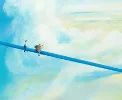Detail 1 zu Spaziergang – Acryl auf Holztafel mit dem Thema vorwiegend Wolken.
