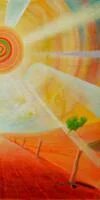 Detail 2 zu Spiralsonne – Ölbild auf Leinwand mit dem Thema zentrale Sonne.