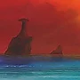 Detail 1 zu Steinpilze – Acryl auf Holztafel mit dem Thema Meer oder See.