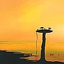 Detail 1 zu Strandcafe – Acryl auf Holztafel mit dem Thema Meer oder See.