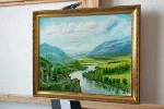 Detail 2 zu Talblick – Acryl auf Holztafel mit dem Thema weite Landschaften.