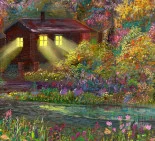 Detail 6 zu Waldlicht – Ölbild auf Leinwand mit dem Thema Parkanlagen und Gärten.