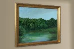 Detail 1 zu Waldsee – Acryl auf Holztafel mit dem Thema Meer oder See.