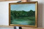 Detail 3 zu Waldsee – Acryl auf Holztafel mit dem Thema Meer oder See.