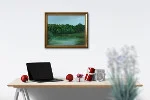 Detail 5 zu Waldsee – Acryl auf Holztafel mit dem Thema Meer oder See.