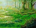 Detail 4 zu Waldwasserweg – Ölbild auf Leinwand mit dem Thema Parkanlagen und Gärten.