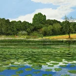 Detail 1 zu Wasserblick – Ölbild auf Leinwand mit dem Thema Parkanlagen und Gärten.