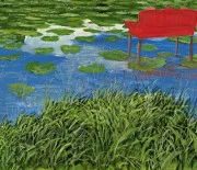 Detail 3 zu Wasserblick – Ölbild auf Leinwand mit dem Thema Parkanlagen und Gärten.