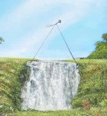 Detail 2 zu Wasserfall Bild – Ölbild auf Holztafel mit dem Thema Wasserfälle.
