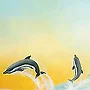 Detail 2 zu Wassertanz – Acryl auf Holztafel mit dem Thema Tiere.