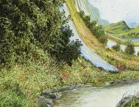 Detail 3 zu Weltkrümmung – Ölbild auf Leinwand mit dem Thema Höhlen und Schluchten.
