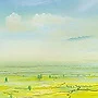 Detail 1 zu Weltteilchen – Acryl auf Holztafel mit dem Thema weite Landschaften.