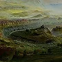 Detail 1 zu Windungen – Ölbild auf Holztafel mit dem Thema vorwiegend Wolken.