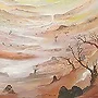 Detail 1 zu Winterland – Ölbild auf Holztafel mit dem Thema weite Landschaften.