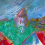 Detail 3 zu Wolken ueber Dorf – Ölbild auf Leinwand mit dem Thema .