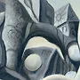 Detail 1 zu Grauwerte – Ölbild auf Leinwand mit dem Thema Mensch.