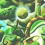 Detail 2 zu Grünlicher Planet – Ölbild auf Leinwand mit dem Thema .