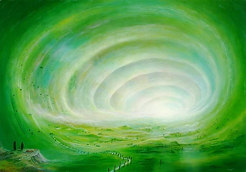 Unterbelichtung – Acryl auf Holztafel mit dem Thema Höhlen und Schluchten.